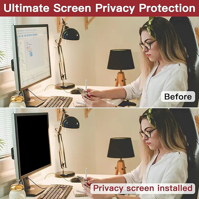 2 Pack 23 Inch Privacy Screen for Computer Monitor 16:9 Aspect Ratio, Eye Protection Anti Glare Computer Screen Cover, Removable Anti-Scratch Computer Screen Privacy Shield for 23'' Widescreen Monitor