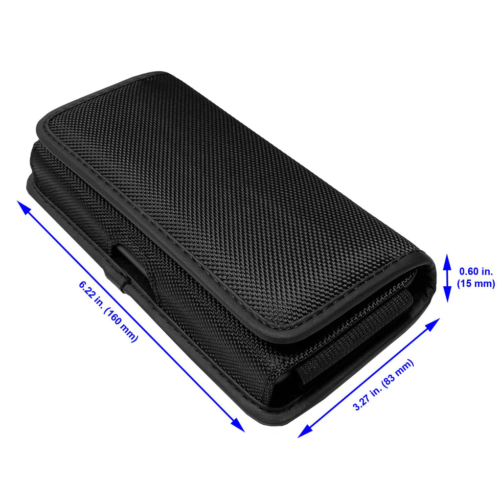 CELZEN Nylon Cell Phone Holster for Samsung Galaxy A23/A25/A26/S22/S23/S24/S25 Cricket Outlast 5g, icon 5,icon 6, Horizontal Case Canvas Waist Carrying Pouch with Belt Clip/Loops, Black