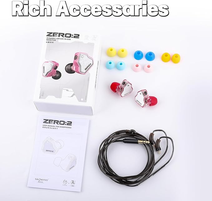 Linsoul 7Hz x Crinacle Zero:2 in Ear Monitor, Updated 10mm Dynamic Driver IEM, Wired Earbuds Earphones, Gaming Earbuds, with OFC IEM Cable for Musician (Pink)