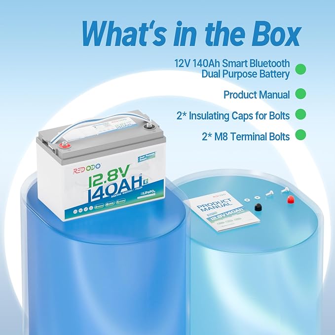 Redodo 12V 140Ah Dual Purpose Lithium Marine Battery, 1000CCA Group 31 Bluetooth Starting Battery with Self Heating