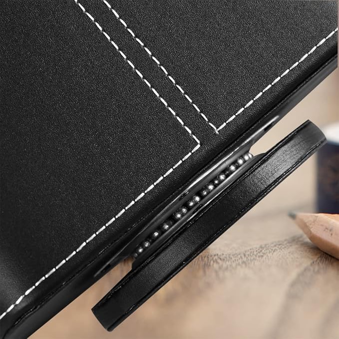 Leather 360° Spinning Remote Control Holder, Pencil Pen Holder for Desk Table Nightstand, TV Remote Caddy Organizer, Black Office Decor and Accessories, Storage Box for Phone,Media Player Controllers