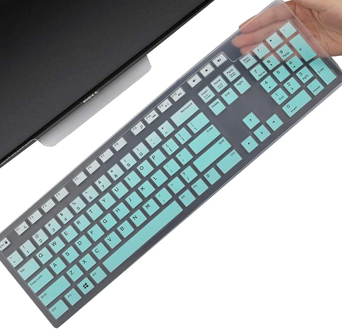 Keyboard Cover Skin for Dell KM636 KB216 KB216t KB216d KB216p Wired & Wireless Keyboard, Dell Optiplex 5250 3050 3240 5460 7450 7050, Dell Inspiron Desktop 24" 27" 5400 5490 7700 7790 3475 3670 3477