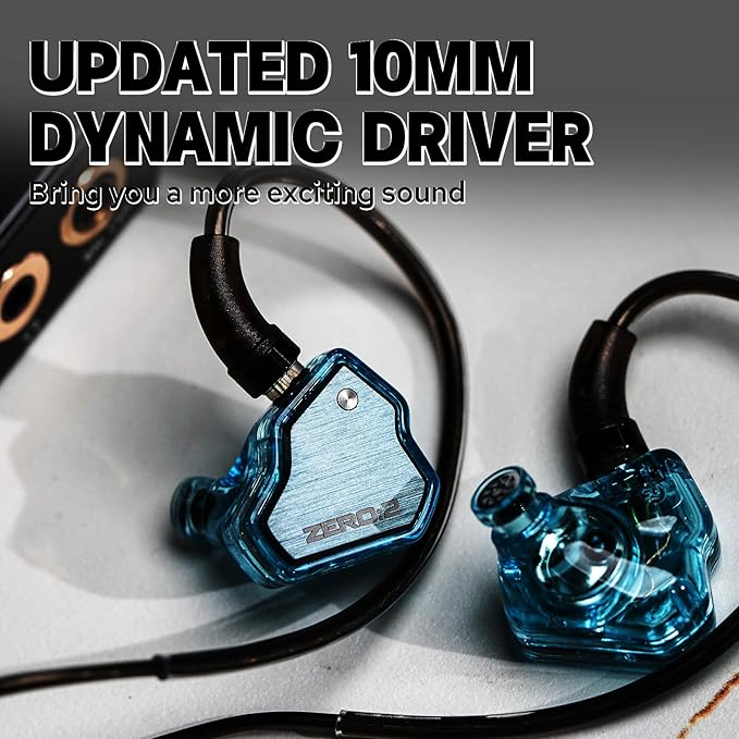 Linsoul 7Hz x Crinacle Zero:2 in Ear Monitor, Updated 10mm Dynamic Driver IEM, Wired Earbuds Earphones, Gaming Earbuds, with OFC IEM Cable for Musician (Blue)