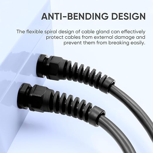 Strain Relief Cord Connector,LISTENJIALE 2Pcs NPT 1" Waterproof Cable Gland Flex Spiral Strain Relief Adjustable 18-25mm Cable Connector Nylon Joint with Gaskets(Black)