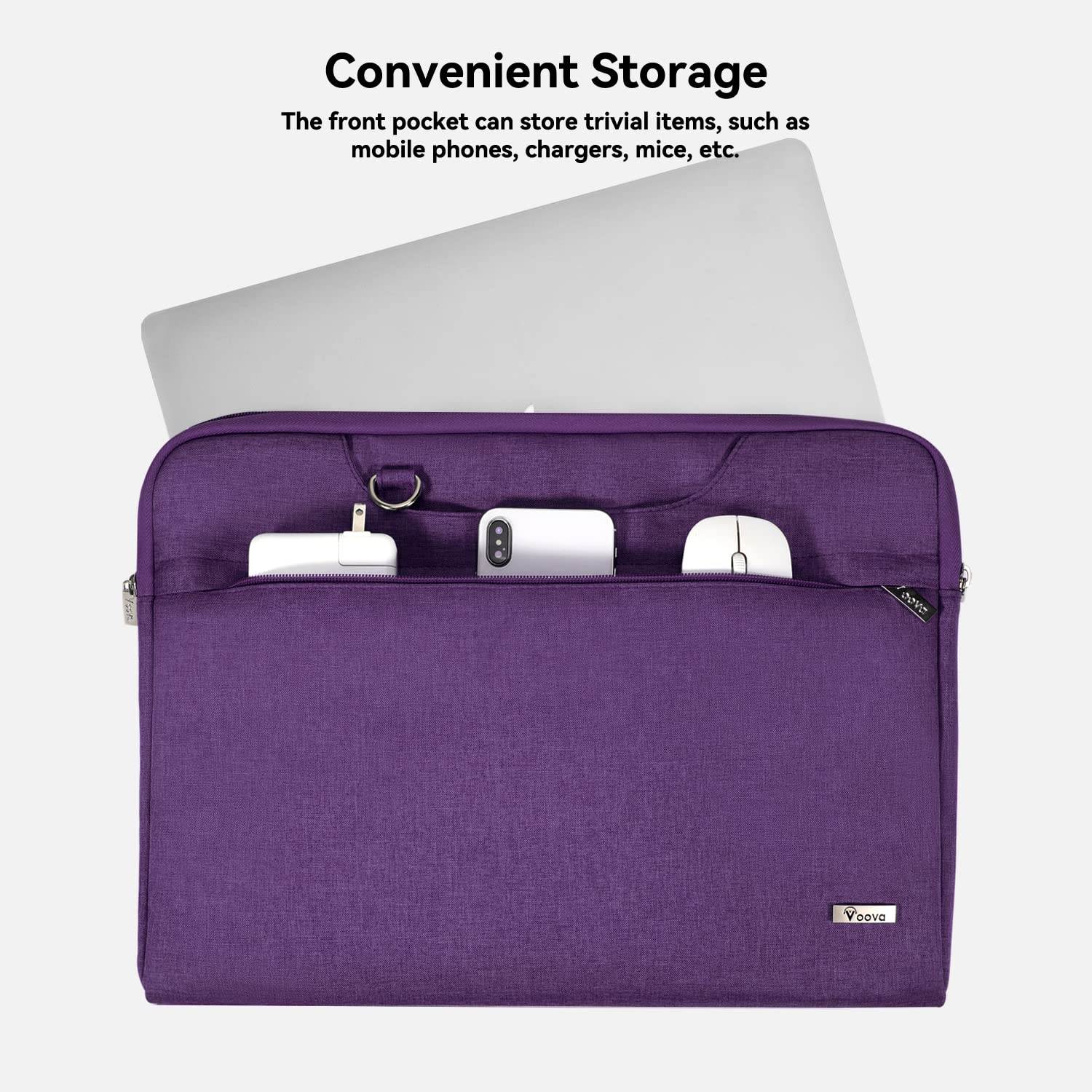 Voova Laptop Bag 15.6 Inch for Women, Waterproof Computer Sleeve Carrying Case with Shoulder Straps & Handle Compatible with Macbook Air 15, MacBook Pro 15/16, 15-16 Inch Hp Dell Lenovo Asus, Purple