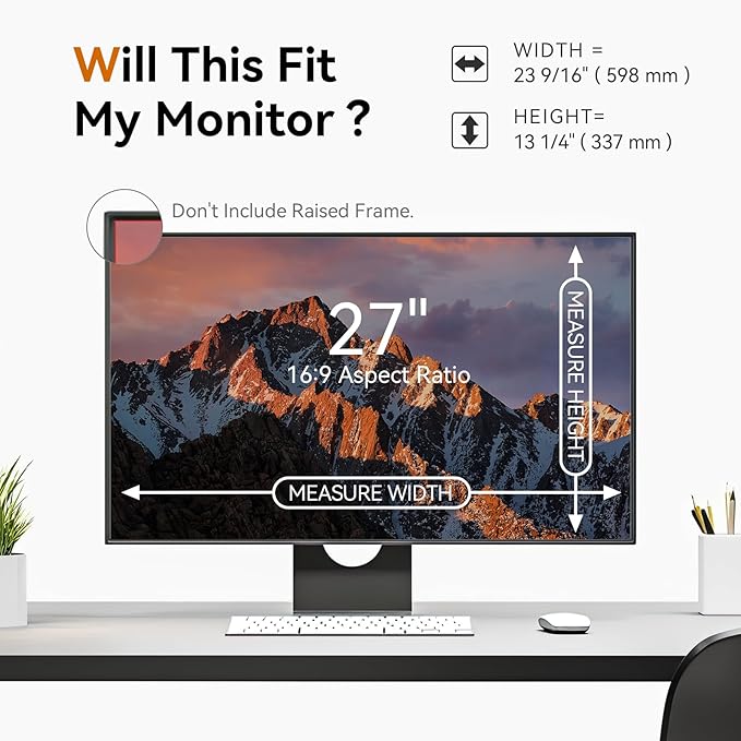 [2 Pack] 27 Inch Computer Privacy Screen for 16:9 Aspect Ratio Widescreen Monitor, Eye Protection Anti Glare Blue Light Computer Monitor Privacy Filter, Removable Anti-Scratch 27in Protector Film