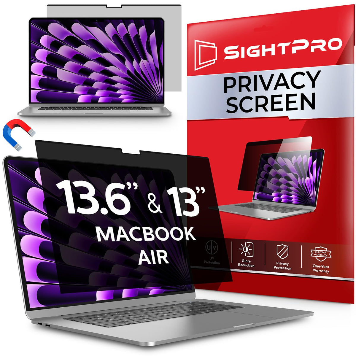 SightPro Magnetic Laptop Privacy Screen 13.3 Inch 16:9 - Patented Removable Laptop Privacy Filter Shield and Protector