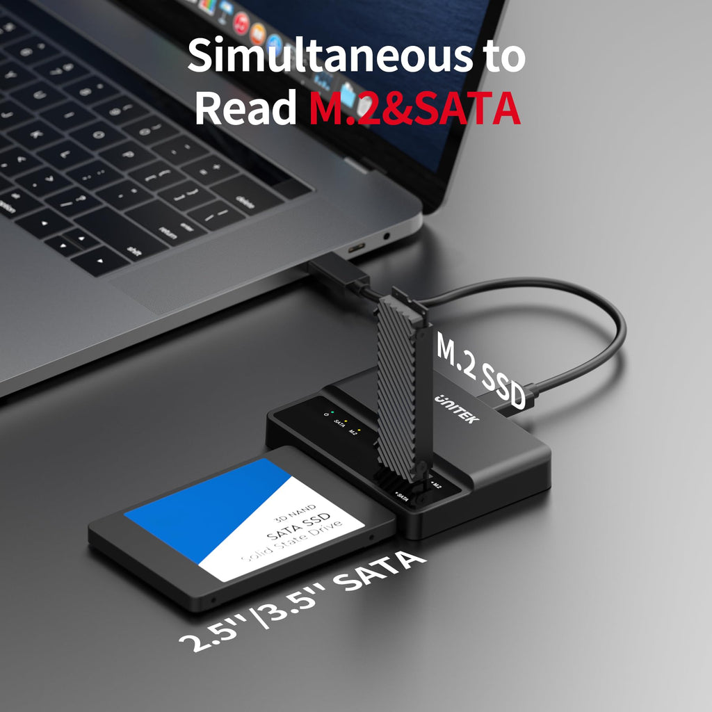 Unitek 2-in-1 M.2 NVMe/SATA USB 3.2 Adapter, 10Gbps, Tool-Free