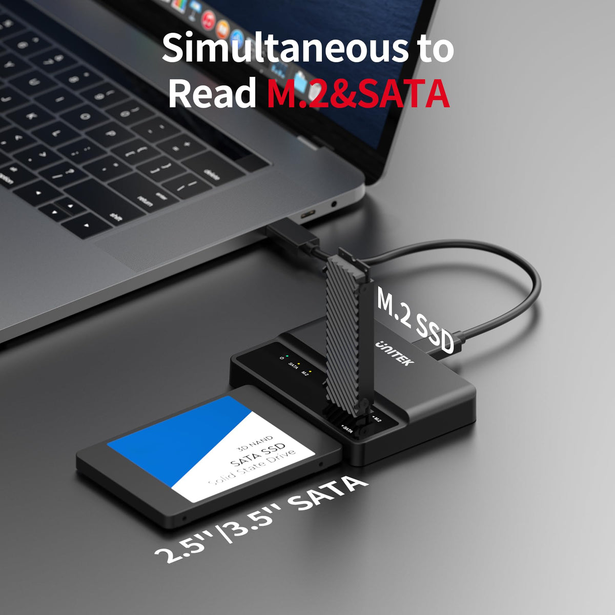 Unitek 2-in-1 M.2 NVMe/SATA USB 3.2 Adapter, 10Gbps, Tool-Free