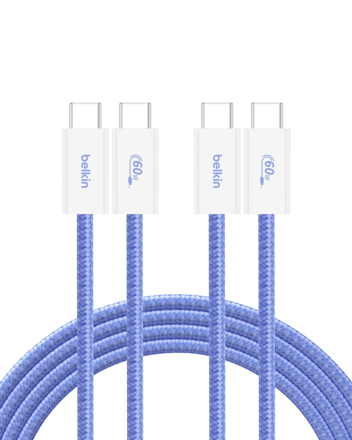 Belkin USB C to USB C 60W Braided Cable 2 Pack, 6.6ft iPhone Charger Cord