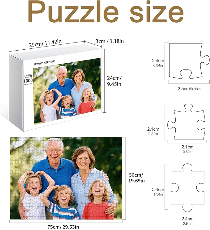 Personalized Photo Puzzle with Glossy Finish – Custom Jigsaw Puzzle 120/200/300/500/1000/1500 Pieces for Family, Couples, Pets, Birthdays, and Weddings (1000-Horizontal)