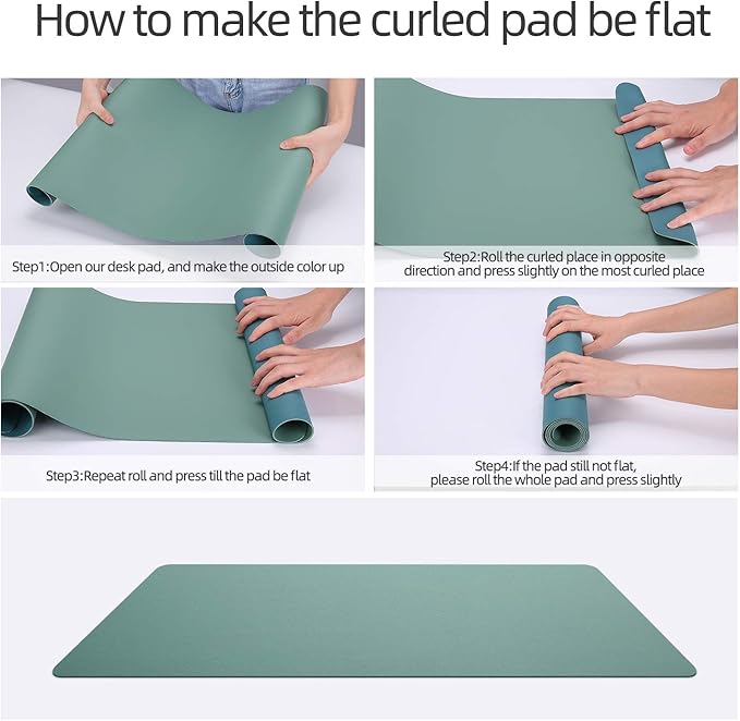 YSAGi Desk Pad, Desk Mat, 31.5" x 15.7" Dual-Sided Laptop Desk Pad Protector, Large Leather Desk Blotter for Keyboard and Mouse, Waterproof Desk Writing Pad for Office(Pistachio Green + Green Blue)