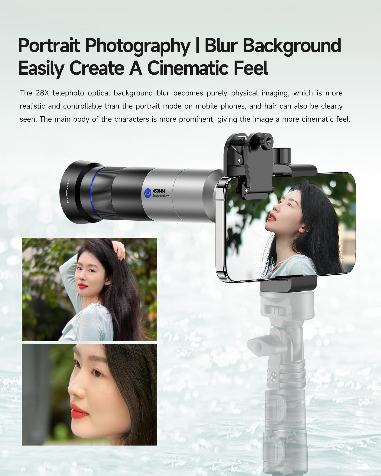 MARTVSEN Phone Camera 28X HD Telephoto Lens, Night Filming Artifact, Long Distance/Portraits/Macro Photography, for Most iPhone 16 15 14 13 12 11 Samsung Smartphone