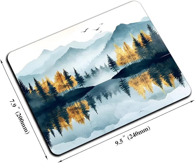 Mouse Pad, Cute Abstract Mountain Forest Mouse Pads for Desk, 9.5" x 7.9" Non-Slip Rubber Base Computer Mousepad with Women, Portable Square Design for Wireless Mouse and Pad Laptop Office & Travel