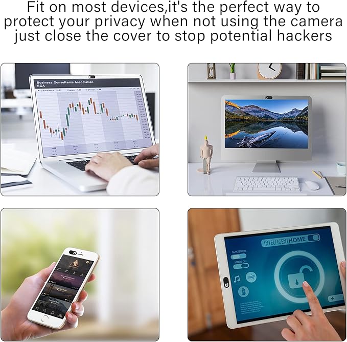 Laptop Camera Cover Slide, Camera Cover Slide, 8 Pack Ultra Thin Webcam Cover Slide for Laptop, Tablet, Desktop, PC, Smartphone, Protect Your Privacy and Security(Black)