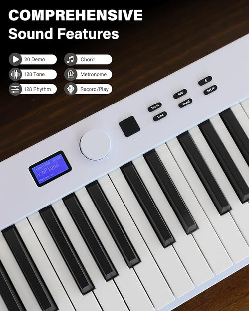 AiJoy 88-Key Piano Keyboard with Semi-Weighted Keys Portable Foldable Piano
