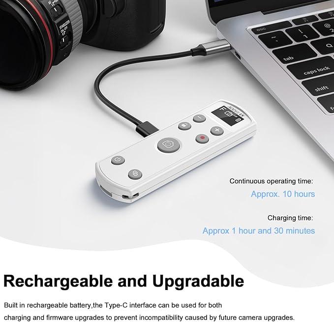 for Fujifilm Rechargeable Camera Remote Control Wireless Shutter Release Compatiable with Fuji X-T30 II, X-S10, X100VI, X-H2S, X-H2, X-T5, X-T4, X-T3, X-S20, X-T50, X-T30, X-M5, X-E5, X Half(White)