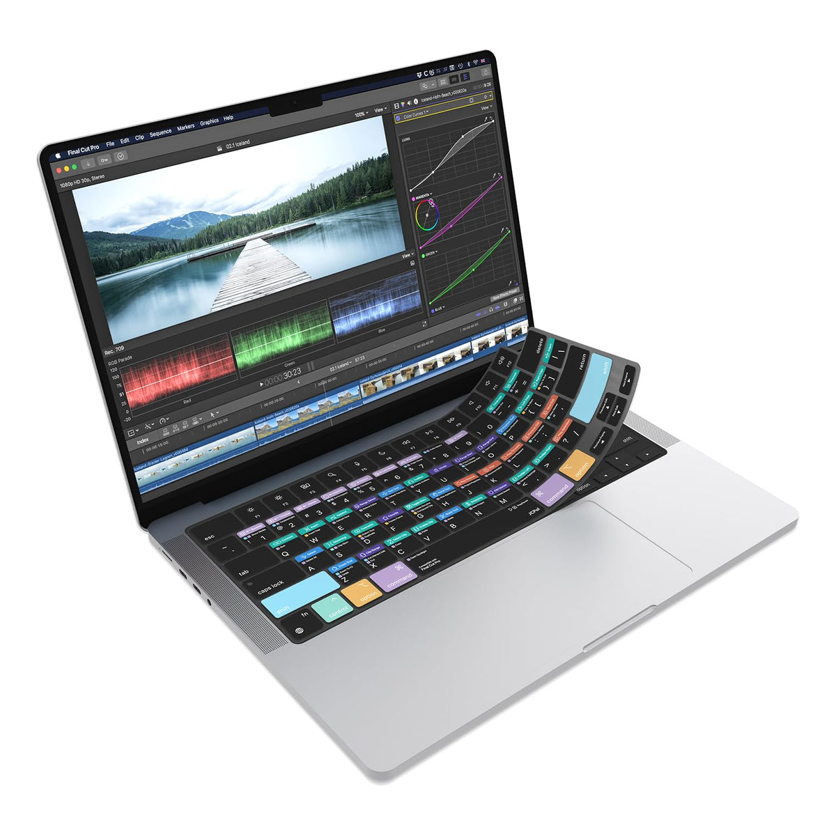 JCPal Final Cut Pro Shortcut Guide Keyboard Cover for MacBook Pro/Air/Neo