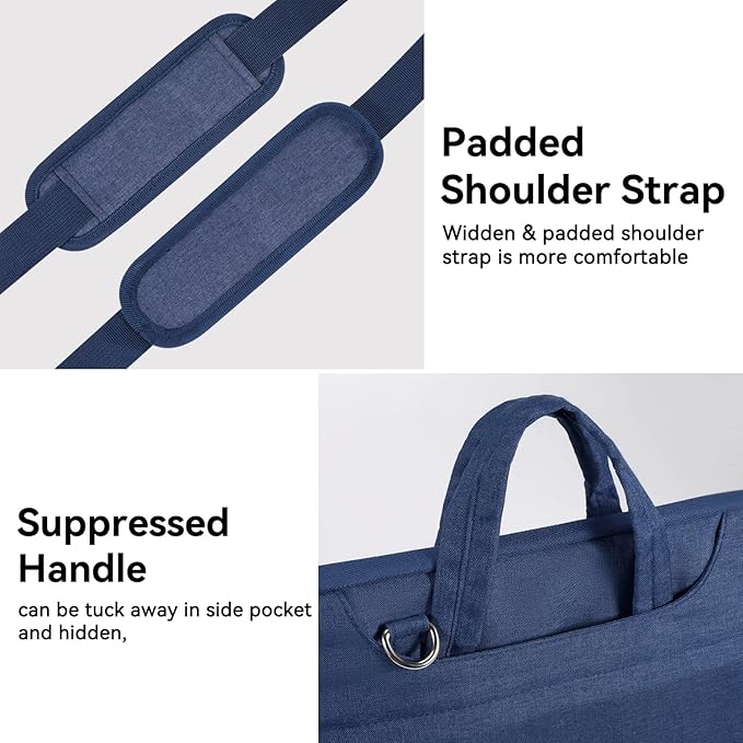 Voova Laptop Bag 15.6 Inch, Waterproof Computer Sleeve Carrying Case with Shoulder Straps & Handle Compatible with Macbook Air 15 M2/M3/M4, MacBook Pro 15/16, 15-16 Inch Hp Dell Lenovo Asus, Blue