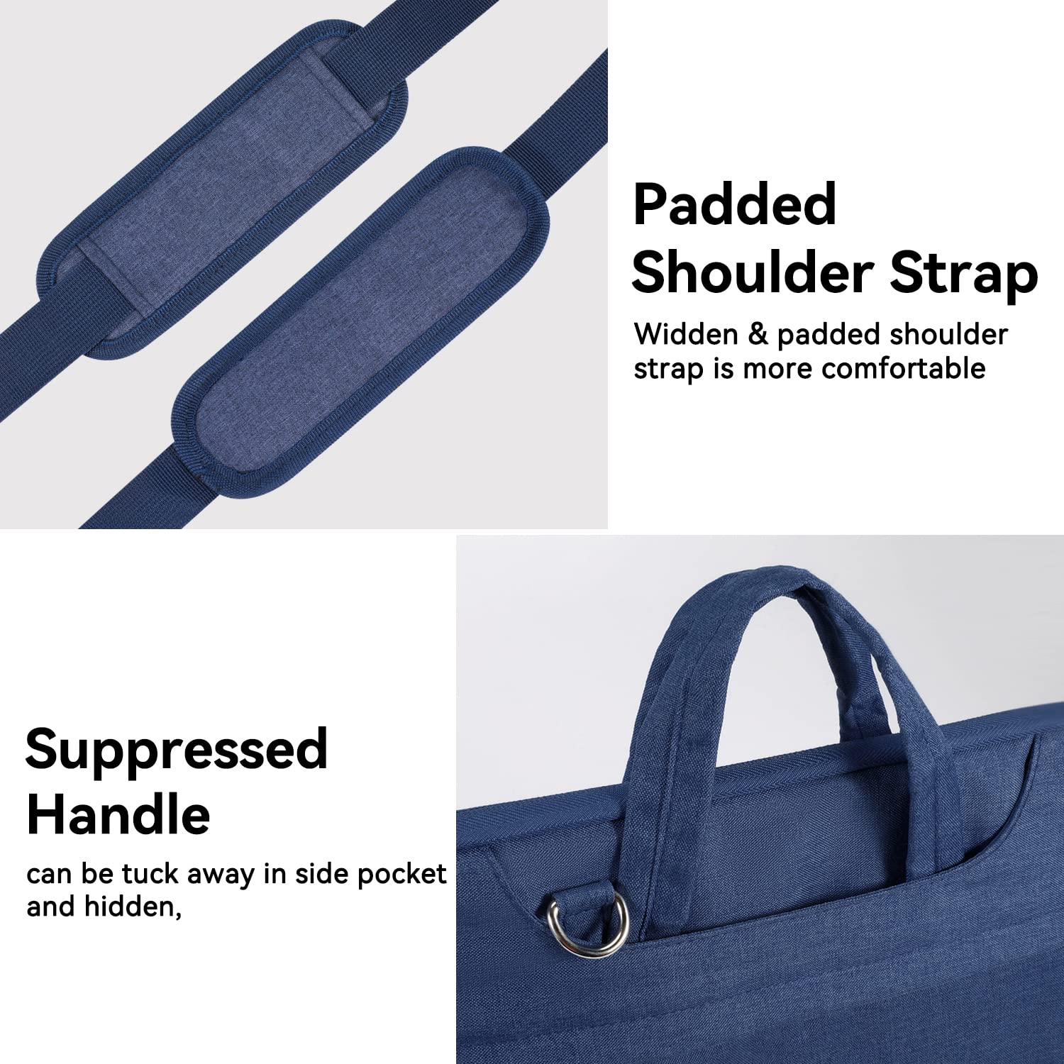 Voova Laptop Bag 15.6 Inch, Waterproof Computer Sleeve Carrying Case with Shoulder Straps & Handle Compatible with Macbook Air 15 M2/M3/M4, MacBook Pro 15/16, 15-16 Inch Hp Dell Lenovo Asus, Blue