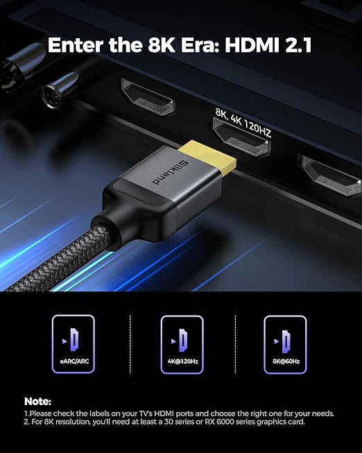 Silkland Certified Long 10K 8K HDMI 2.1 Cable 25ft, (Upgrade Braided) Ultra High Speed HDMI® Cable [8K@60Hz, 4K@120Hz] 48Gbps, HDR, eARC, HDCP 2.2/2.3, Compatible for PS5/Xbox/Soundbar/Roku TV