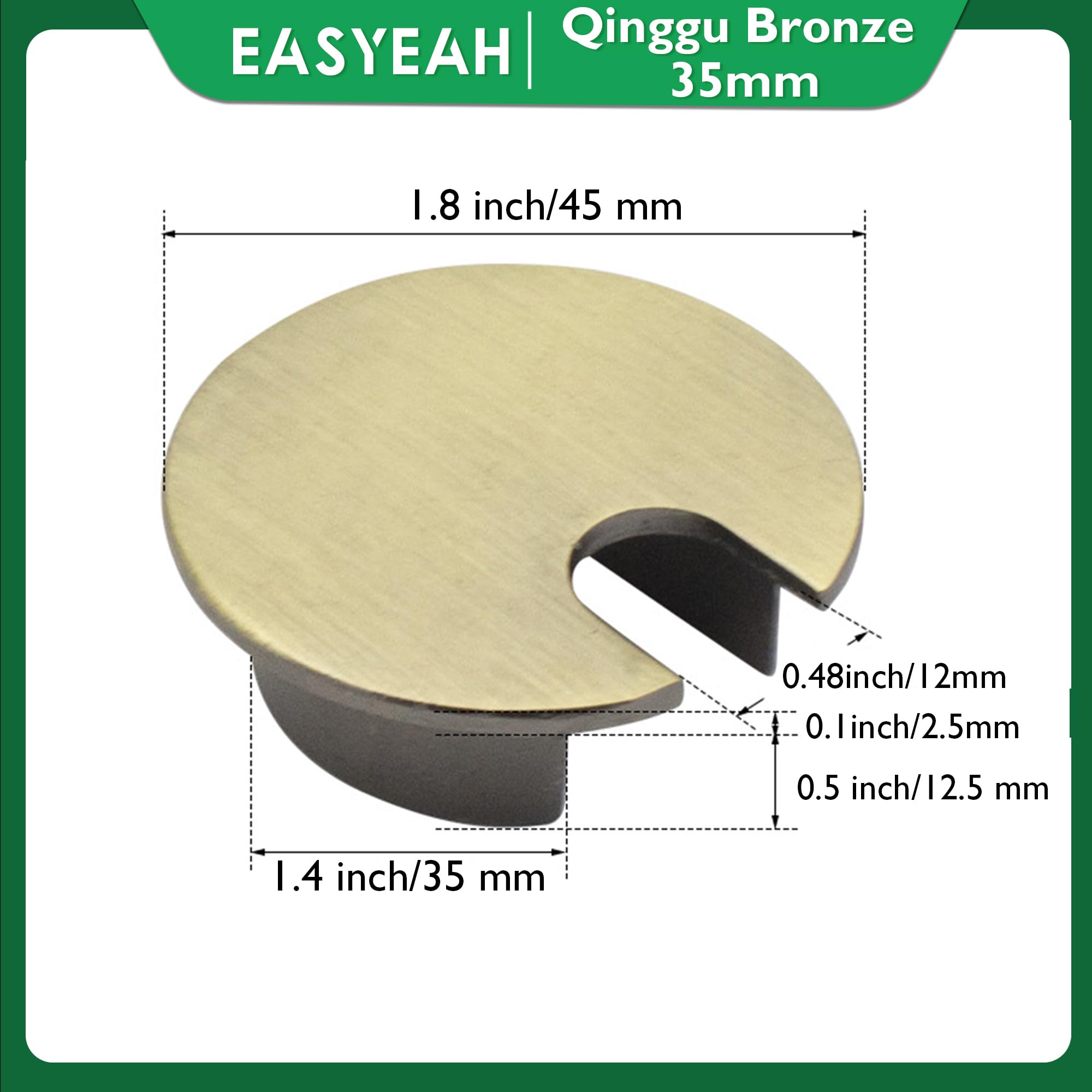 EASYEAH 2 Pcs Desk Grommet 1-3/8" / 35 mm, Zinc Alloy Desk Cord Hole Cover