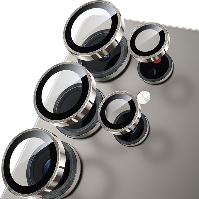 WSKEN for Samsung Galaxy S25 Ultra Camera Lens Protector - Ultra Thin Case Friendly, 9H Shatterproof Tempered Glass with Aluminum Metal Circle Camera Screen Protector Cover Accessories, Gray