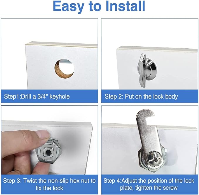 Thumb Operated Offset Cam Lock, 5/8" Cylinder Fits on 3/8" Max Door Thickness, Non-Locking Cam Lock for RV Compartment Storage Door, Cabinets, Drawers (5/8 Inch 3Pack)