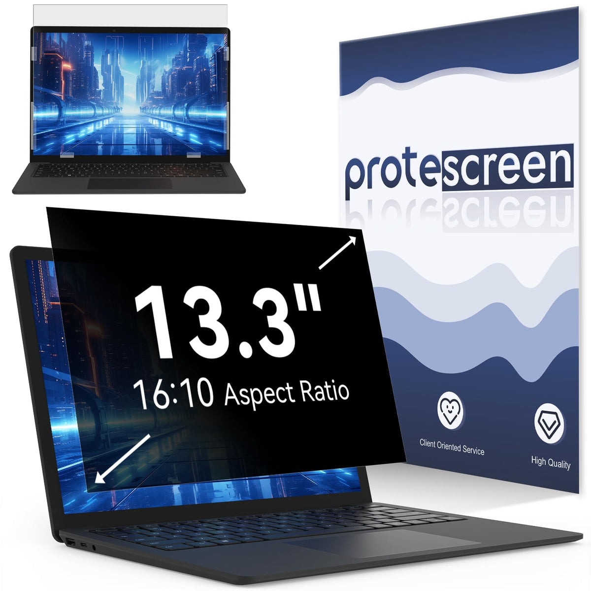 13.3 Inch Laptop Privacy Screen Compatible with Lenovo Hp Dell Acer Asus Thinkpad Envy Xps, 16:10 Aspect Removable Anti Glare Blue Light Filter Protector,13 in Computer Monitor Privacy Shield