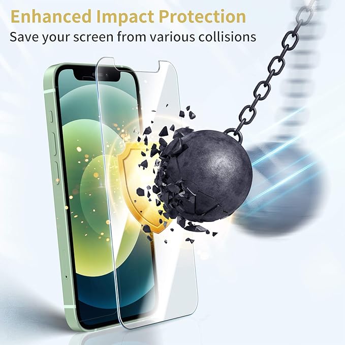 UNBREAKcable 3-Pack Screen Protector for iPhone 12 mini, Double Shatterproof Tempered Glass [Easy Installation] [9H Hardness] [99.99% HD Clear] [Case Friendly] for iPhone 5.4 inch