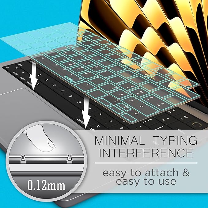 Kuzy Mint Premium MacBook Pro 14 inch Keyboard Cover M4 16" 2025 2024 2023 M3 M2 M1 Pro Max - MacBook Air 13 inch Keyboard Cover 15" M4 - A3240 A3241 A3401 A3403 A3114 A3113 - US Layout TPU, Mint