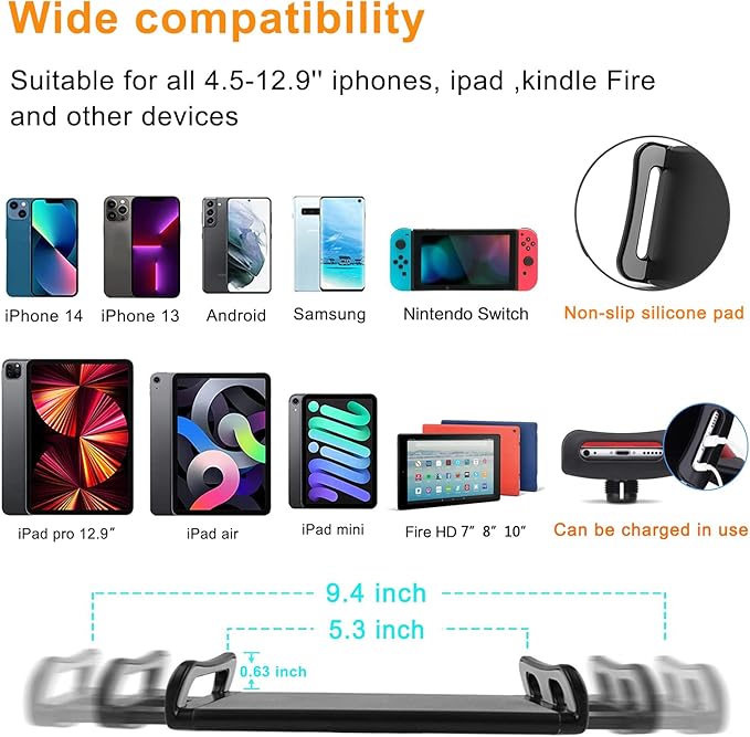Ipad Tripod Stand, Gooseneck 65" Height Adjustable Floor Stand with 360° Rotating iPad Tripod Mount for iPhone,iPad pro,Kindle and All 4.5-12.9 Inch Tablet and Phone