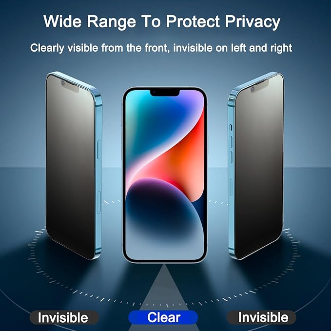 2 Pack Matte Privacy Screen Protector for iPhone 13 Pro Max/14 Plus, [Auto-Dust Removal and Auto-Alignment] Anti-Spy Anti-Glare Anti-Fingerprint Tempered Glass Film, Smooth & Sensitive Touch