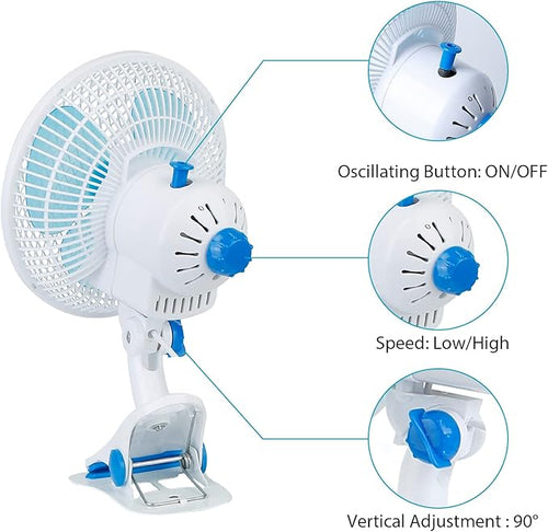 8-Inch Clip on Fan, 2 Speed Convertible Desk Fan with Strong Clamp, Tilting and Shaking with Strong Airflow, Quite, Powerful Clip Fa n on Bed and Desk for Home Office Dorm with 3.94FT Cable Cord