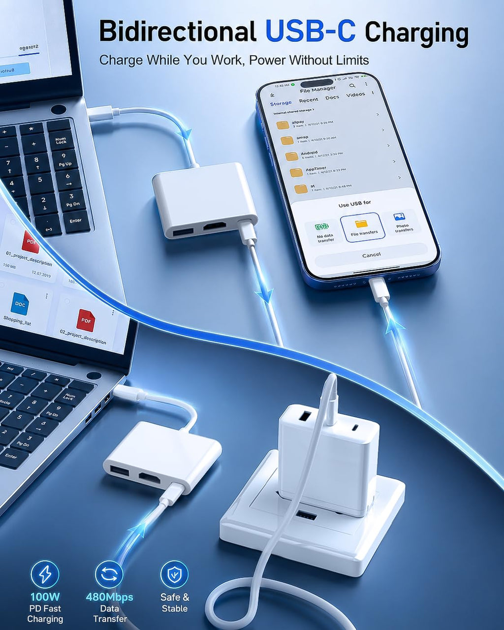 AIRSKY USB-C Digital AV Multiport Adapter, USB C to HDTV Adapter