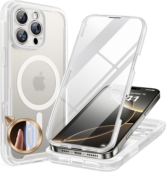Miracase Glass Series for iPhone 11 Case 6.1 inch, Upgraded Full-Body Rugged Phone Bumper Case Cover with Built-in 9H Tempered Glass Screen Protector and Camera Protector