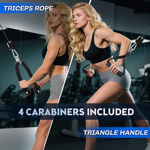 10-in-1 Cable Machine Attachments Set, LAT Pulldown Attachments Cable Accessories for Home Gym, Includes Tricep Rope, V-Bar, Straight Bar, D-Handle, Ankle & Wrist Straps for Cable Workout Machines