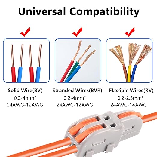 10Pcs 2 to 1 Wire Connectors Small Electrical Cable Splicing Splitter Terminal Block Inline Splice Snap Splicer for Residential Speaker Gauge Push DIY Splicing into 4/6/8/9/10 Way