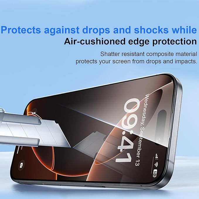 OneFish Full Edge Coverage Tempered Glass Screen Protector for IPhone 15 Pro 6.1 inch, 2 Pack Edge Reinforcement, Self-Aligning Installation, Case Friendly HD Screen Protectors