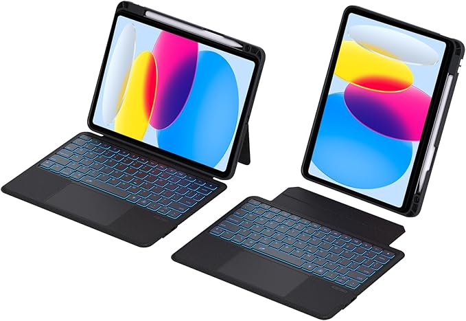 Detachable Keyboard Case for iPad 10th Gen & 11th Gen (A16, 2025), Magnetic, Slim Cover with Multi-Touch Trackpad, Detachable Backlit Keyboard with Kickstand Lightweight, Black