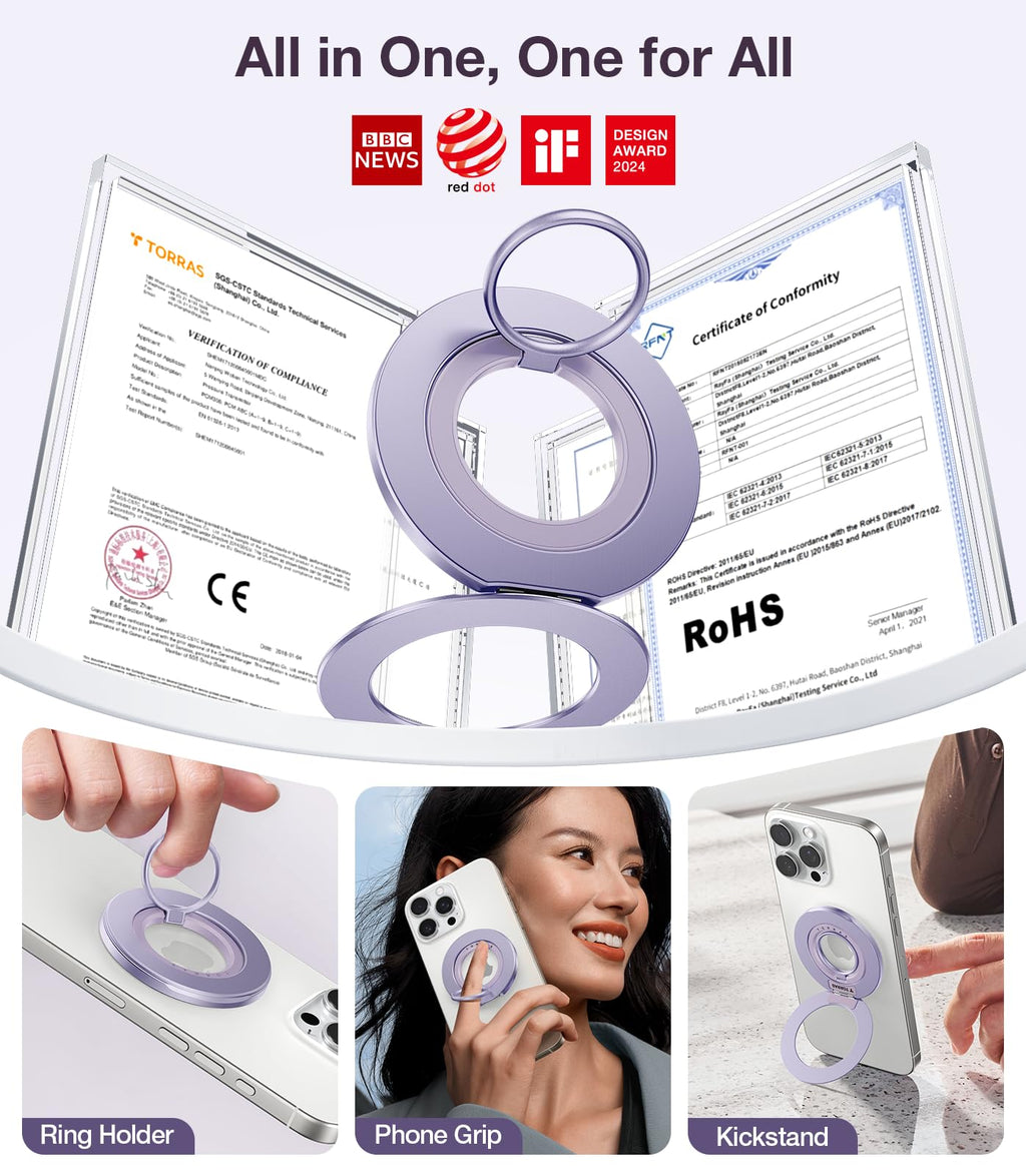 TORRAS [Dual-Ring] Magnetic Phone Grip Ring Holder [Dual-Ring] Purple