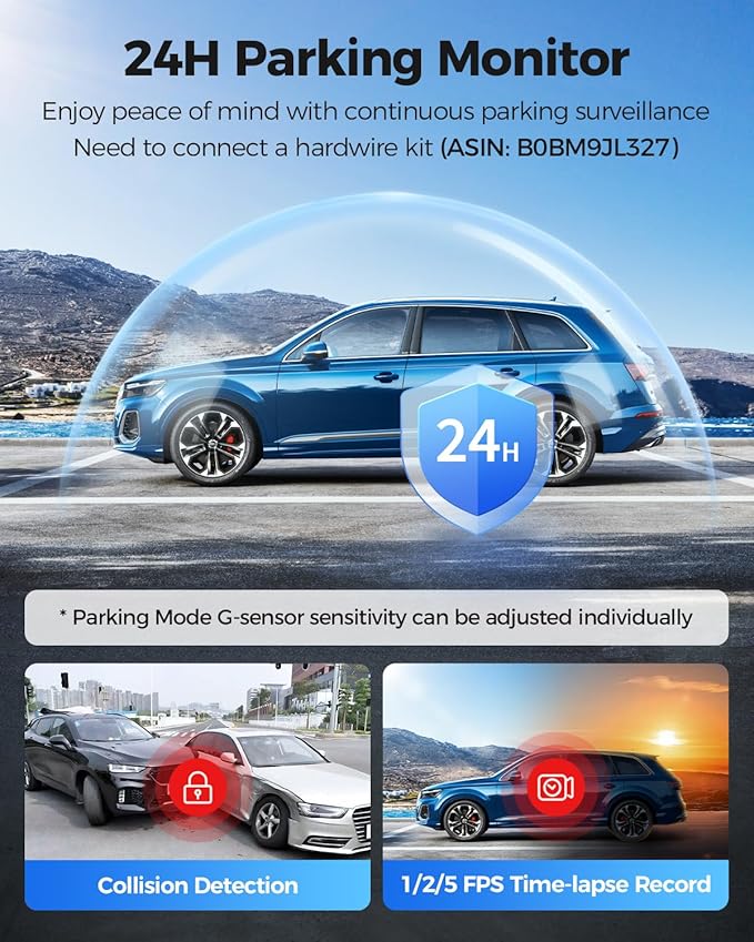 AZDOME PG17 Max 4K+2.5K Mirror Dash Cam with ADAS, BSD and LCA, 12" Rear View Mirror Camera with 5GHz WiFi and Voice Control, Rearview Mirror Backup Camera Includes 64GB Card, GPS, Parking Monitor