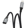 AGVEE 4 inch Lightning Extension Cable, Braided Female to Male Extender Full Function Cord Compatible with iPhone iPad, Data Sync Video Audio & Charging Connector Adapter, Dark Gray