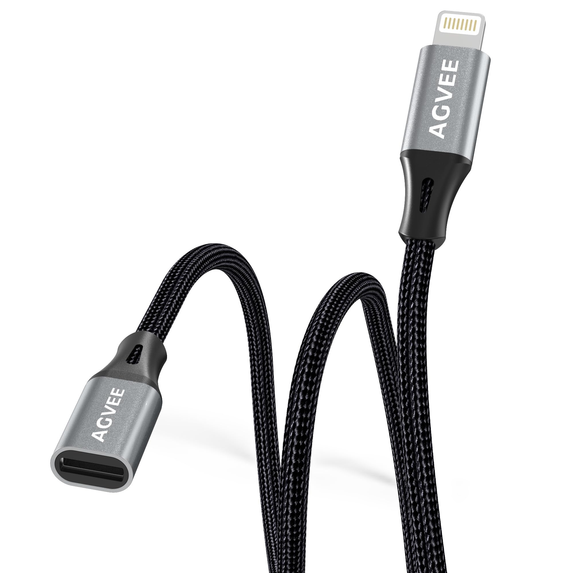 AGVEE 2 Pack 1ft Lightning Extension Cable