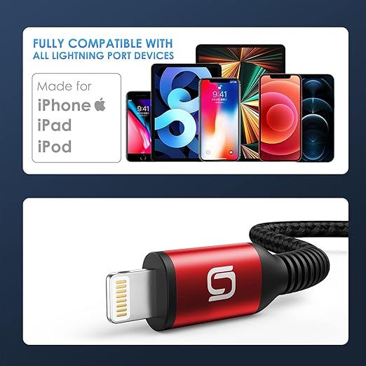 USB C to Lightning Cable 6ft 3Pack [Apple MFi Certified] iPhone Charger Fast Charging Cord Braided Type C to Lightning Cable for iPhone 14 13 12 11 Pro Max XR XS 8 Plus iPad/iPod/AirPods