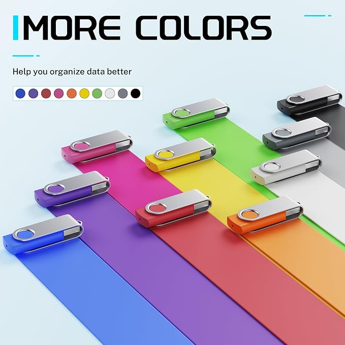 FEBNISCTE 32GB Flash Drive 10 Pack, Thumb Drive High Capacity, Bulk USB Flash Drives 32 GB Metal Swivel, USB 2.0 Jump Drive Memory Stick Portable, Pen Drive Zip High Speed for Data Storage