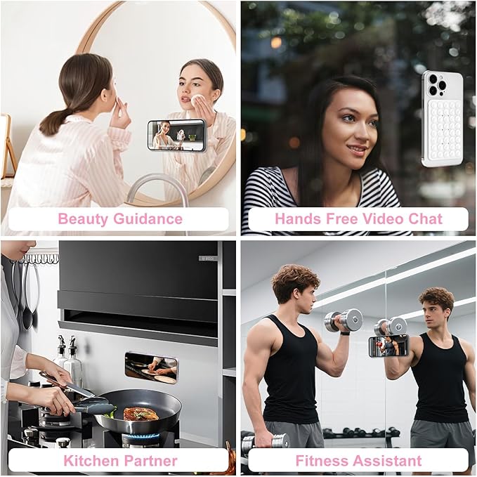1 Pack Silicone Suction Cup Phone Case Mount Double Sided, Phone Accessories Hands-Free Strong Grip Holder for Selfies and Videos, Silicon Phone Stand Sticky for iPhone and Android Dark Pink