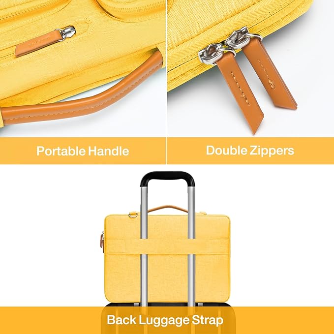 MOSISO 360 Protective Laptop Shoulder Bag,17-17.3 inch Computer Bag Compatible with MacBook, HP, Dell, Lenovo, Asus Notebook,Side Open Messenger Bag with 4 Zipper Pockets&Handle, Yellow