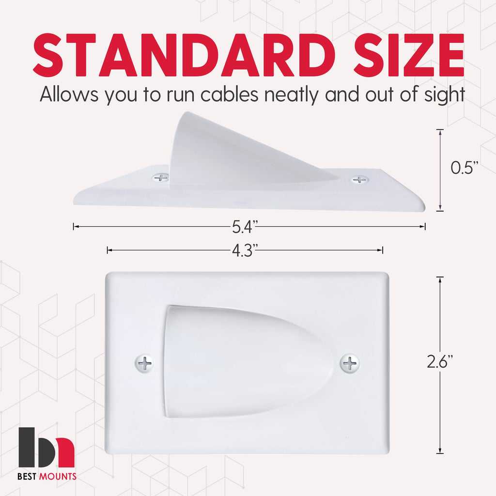 1 Pack Wall Plate Cable Pass Through with Bracket - In Wall Cable Management Kit - Recessed Cable Wall Plate Pair with Single Gang Low Voltage Mounting Bracket - Decorator Cover for Low Voltage Cables