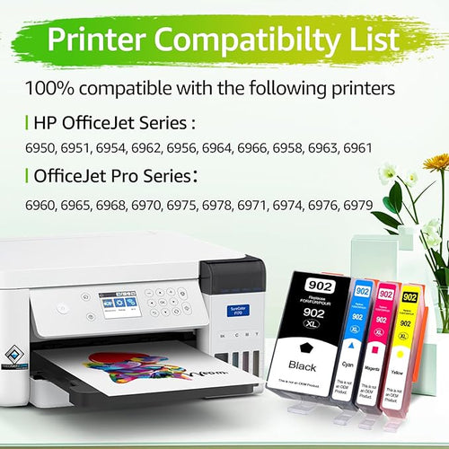 902XL Ink Cartridges Combo Pack 4 Pack, Compatible for HP 902XL Cartridge